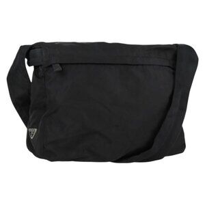 Authentic PRADA Shoulder Bag Nylon Black Silver
